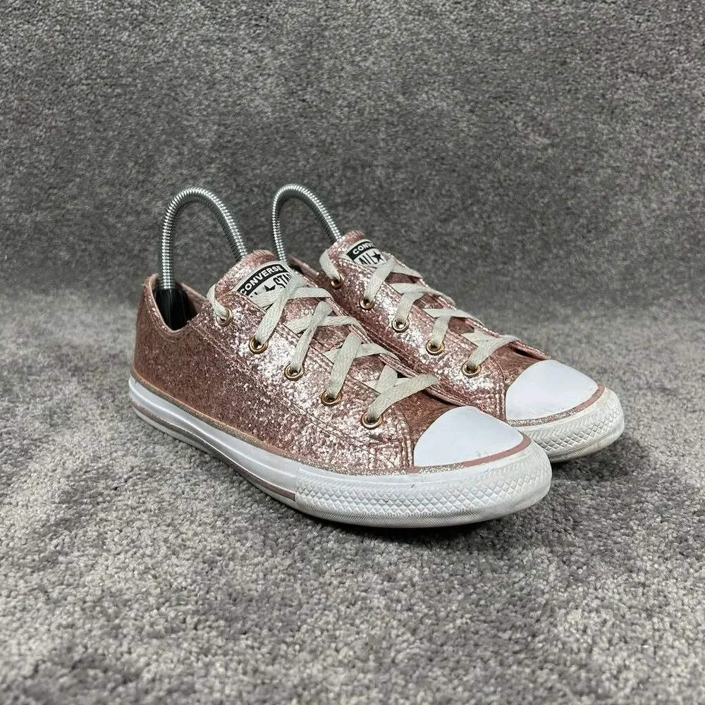 Converse Chuck Taylor All Star Low GS Youth Sz 3 Dusk Pink Glitter Casual Shoes